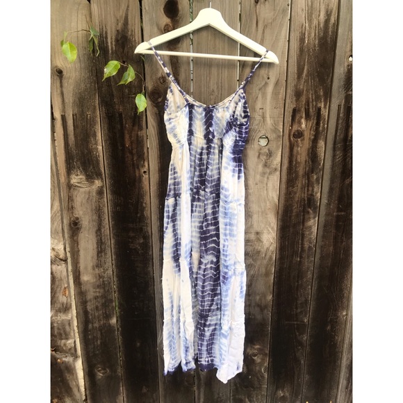 Forever 21 Blue & White Tie Dye Midi Dress, Size Small - Picture 7 of 8